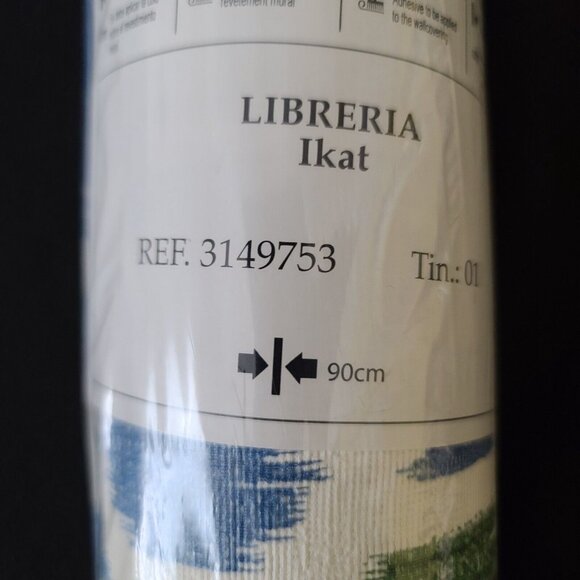 Gaston Y Daniela Wallpaper Libreria Ikat Azul GDW-5446-002 27.5 in X 32.8 ft NEW - Picture 6 of 9